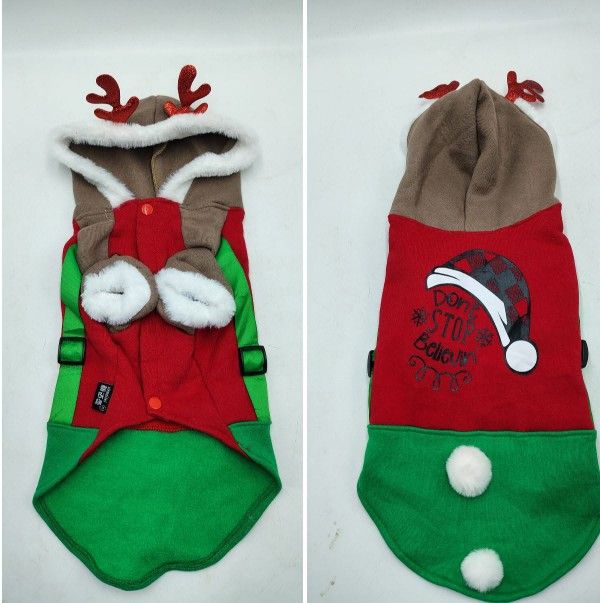 Christmas Puppy Dog Pet Hoodie Sweatshirt Antlers Size M Don't Stop Believing
$8 