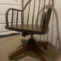 Vintage Reclining Rotating Wood Chair