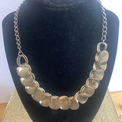 Vintage Costume Jewelry Silver Circle Linked Choker Necklace Circa 1960's