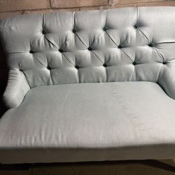 Light Blue Tufted Loveseat – $40