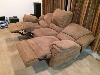 Tan Brown Double reclining couch