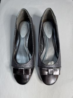 Pewter sparkle ballet flats