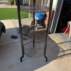 3 Level Wire Basket Display Rack - Floor Standing - Storage Bins - Round Bins - Metal Frame - 3 Tier Bin - Baskets - Organizer  