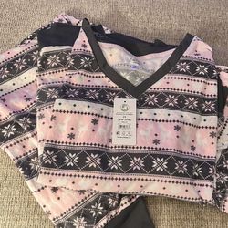 Women's Cozy Velour V-Neck Pullover & Jogger 2pc Loungwear Sleepwear Pajama Set NWT 2X