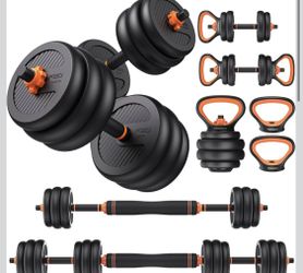 Adjustable Dumbbells, 20 Lbs Free Weight Set with Connector, 5 in1 Dumbbells Set Used as Barbell, Kettlebells, Push up Stand, Weight Pla