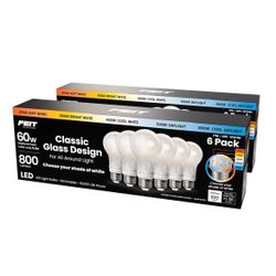Feit Electric 6OW Replacement 5-CCT LED Classic Glass A19 Bullos, 10-pack=Z11-595