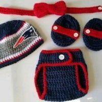 Crochet Baby Boy New England Patriots Football Inspired Outfit Photo Prop