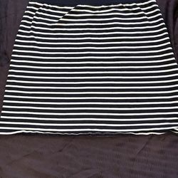 Talbots Womens Pull On Soft Knit Skirt XL Blue White Stripe Nautical