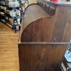 Vintage Wooden Roll Top Desk