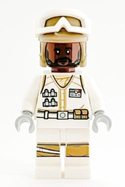 SW1186 Hoth Rebel Trooper White Uniform, Dark Tan Helmet, Reddish Brown Head