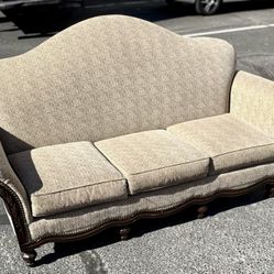 Thomasville Tan Victorian Feathered Down Sofa