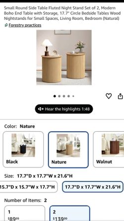 2 Fluted side tables furniture mesita auxiliar x2 muebles