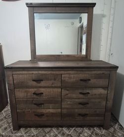 Rustic Wood Dresser with Mirror