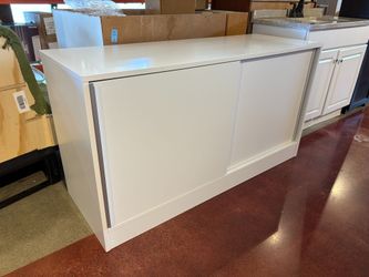 Sleek White Sliding Door Cabinet