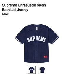Supreme Ultrasuede Mesh Baseball Jersey Navy