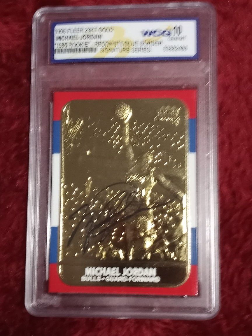 1986 FLEER MICHEAL JORDAN ROOKIE CARD / 1998 23KT GOLD CARD SPECIAL EDITION MINT GRADE 10. 