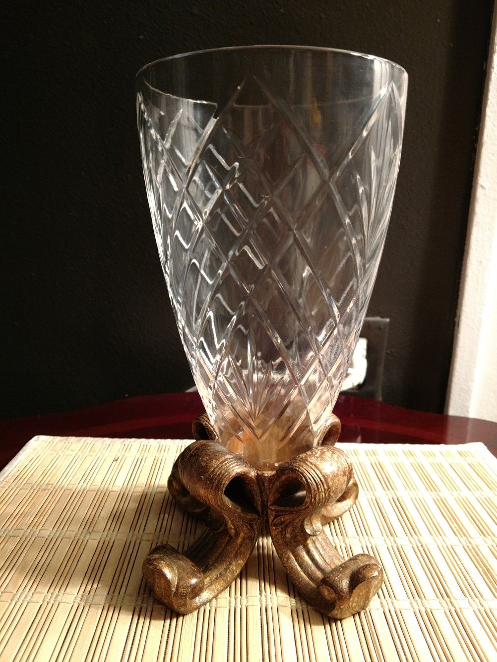 Lead Crystal Vase Pineapple Cut Design