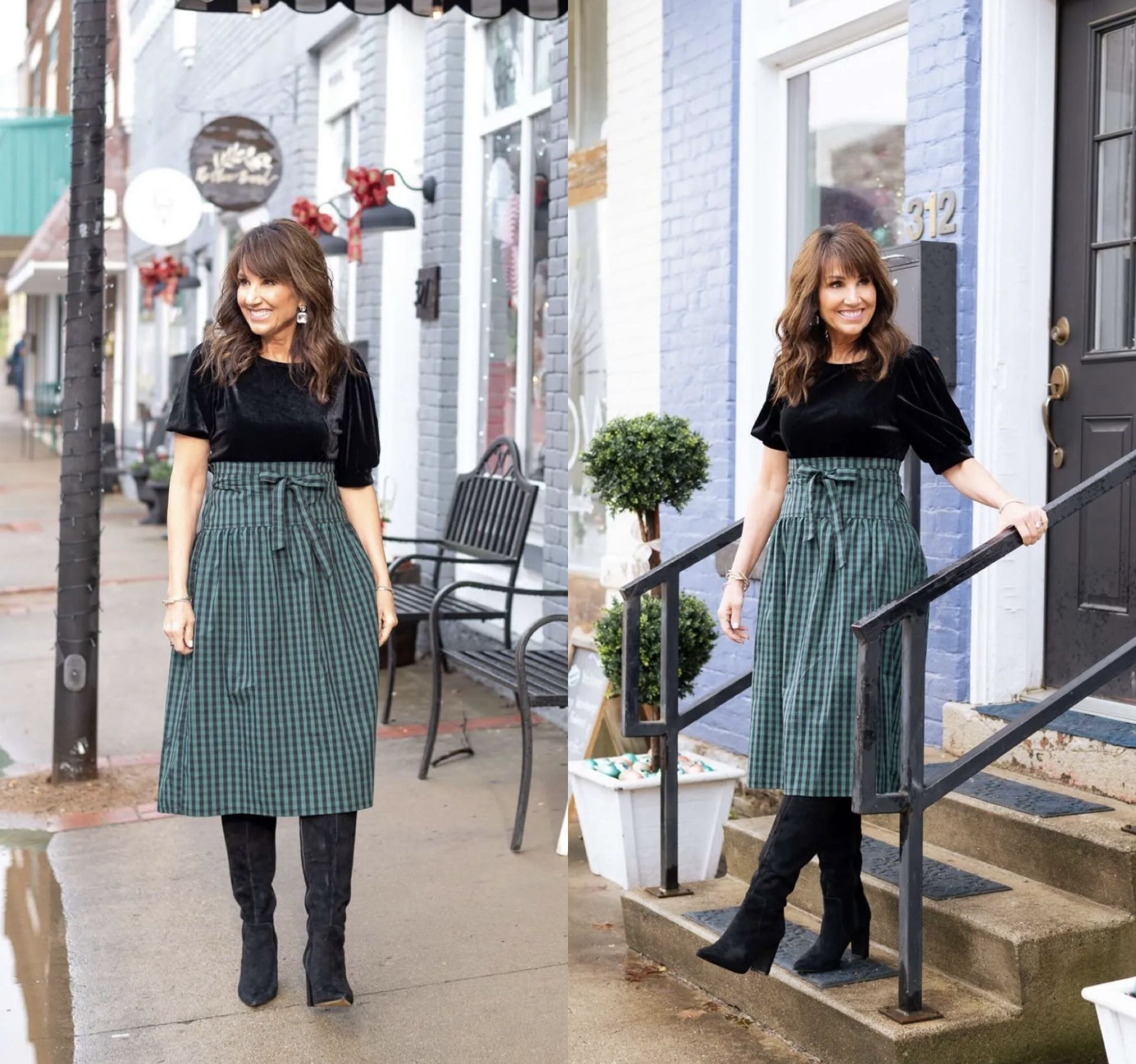 NWT $68 Draper James RSVP Green Plaid Printed Paperbag Waist Skirt 2X