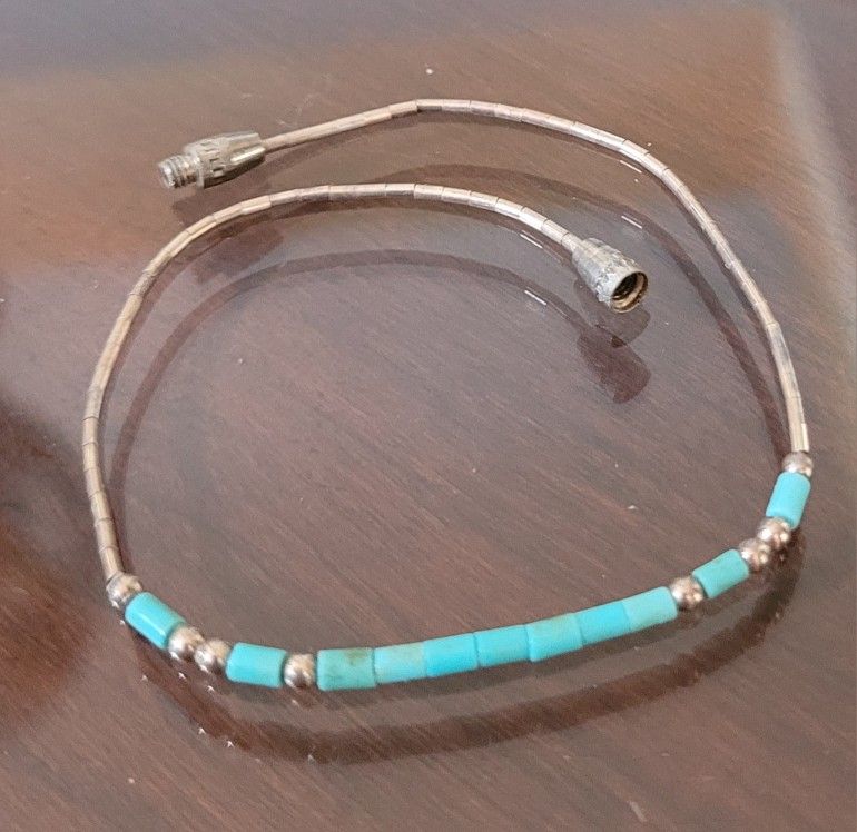 Vintage 7. 5" Petite Sterling Silver Turquoise Bracelets