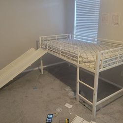 White Bunk Bed With Slide.
