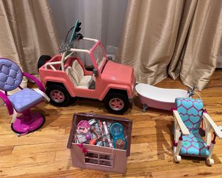 “Our Generation” Bundle: Jeep, Dog house and Furniture