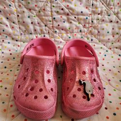 Crocs Glitter  Clogs Size C9 pink.