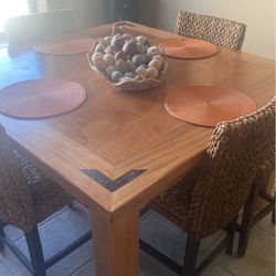 Oak Wood Kitchen Table 4 Chairs And A Stool