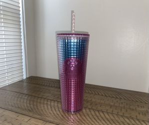 Pink And Blue Starbucks Grid Tumbler