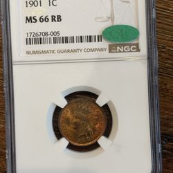 1901 Indian Head Penny – NGC MS66 RB CAC – Key Date