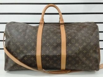 Louis Vuitton Brown Monogram Keepall Bandouliere 55 Duffle Bag Vc0826llopmia