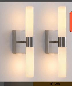 ✨ Wall Sconces Set of 2 – Modern Brushed Nickel Bathroom Vanity Lights | Satin Nickel & Frosted Glass | 14” | #L53838