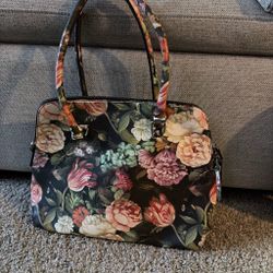 Floral Print Structured Handbag