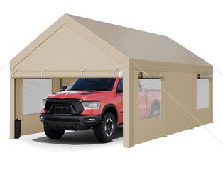 New -10x20 FT Heavy Duty Carport with Removable Side Walls and Doors, Portable Garage with Roll-Up Window and Sandbags, Car Canopy with All-Season Tar
