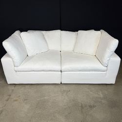 Sundays Movie Night™ 2-Piece Modular Sofa (Cream Linen, Large)