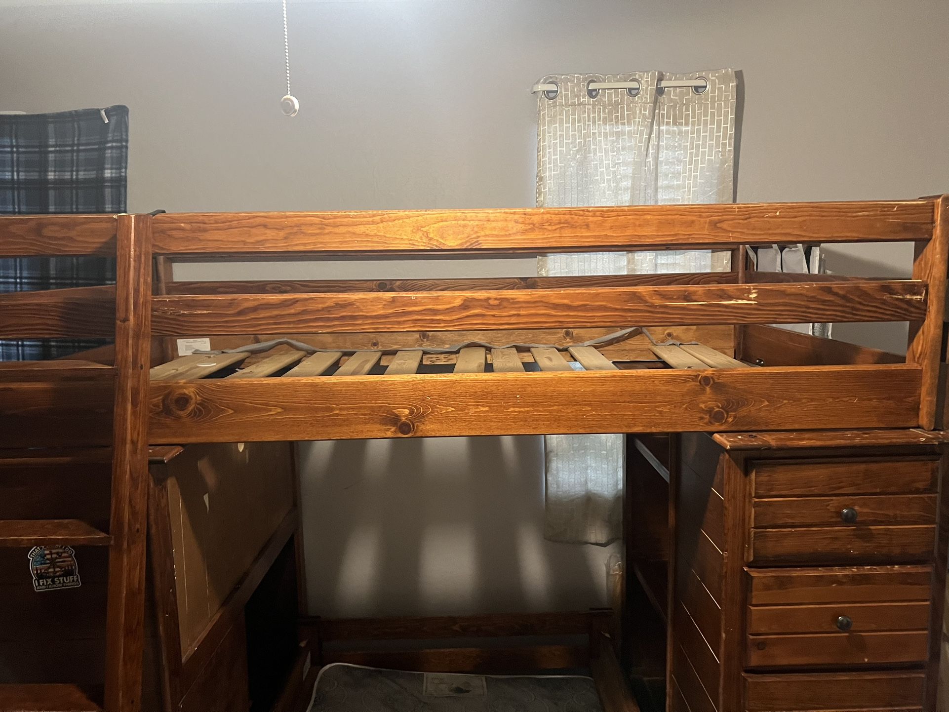 Two twin bed bunk bed with desk