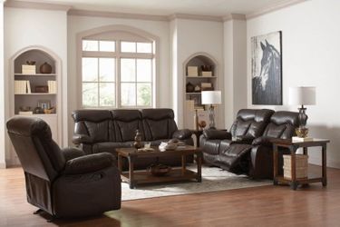 Brand New 2 Piece Dark Brown Reclining Sofa and Love Seat