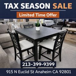 Charcoal 5 piece counter height dining table set 42" x 42" x 36"H