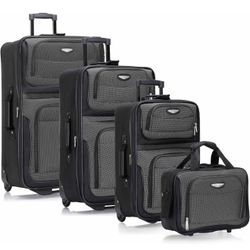 Travel Select Amsterdam Softside Expandable Luggage with Rolling Wheels [Brand NEW in Box; 4-Piece Set (15/21/25/29); Gray]