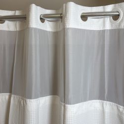 VANZAVANZU Hookless Shower Curtain with Mesh Top and Snap in Waterproof Liner, Waffle Weave, Weighted Magnets Hem, Machine Washable, 72 x 75 Inches – 