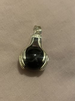 Silver Pendant Real Black Stone (jade)