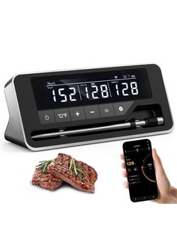 Bluetooth Meat Thermometer Digital, Wireless Thermometer with Smart APP 800FT Bluetooth Instant Read Food Thermometer, Temp Precise Improved by 100%,