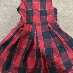 Childrens Place Plaid Dress Girls Sz 8 Sleeveless Red Gold Christmas Holiday