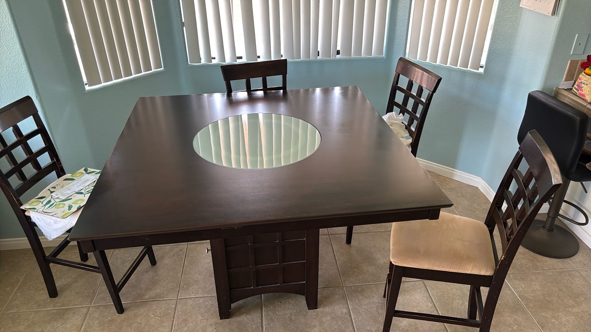 Dark Wooden Table With Thermal Glass