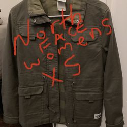 New North Face Olive Green Inside Flannel Jacket Size Xs