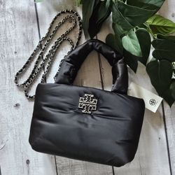 Tory Burch NWT Britten Nylon Mini Puffy Tote Bag Crossbody 