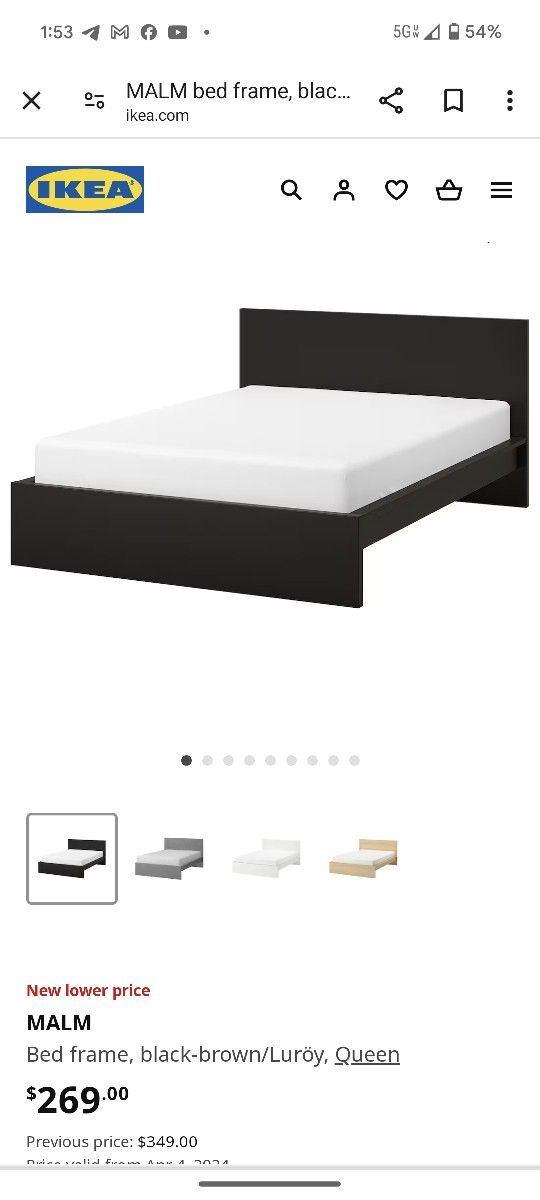 Ikea - Queen Size Malm Bedframe With Pull- Out Shelves