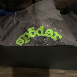 Green And Gray Sp5der Hoodie