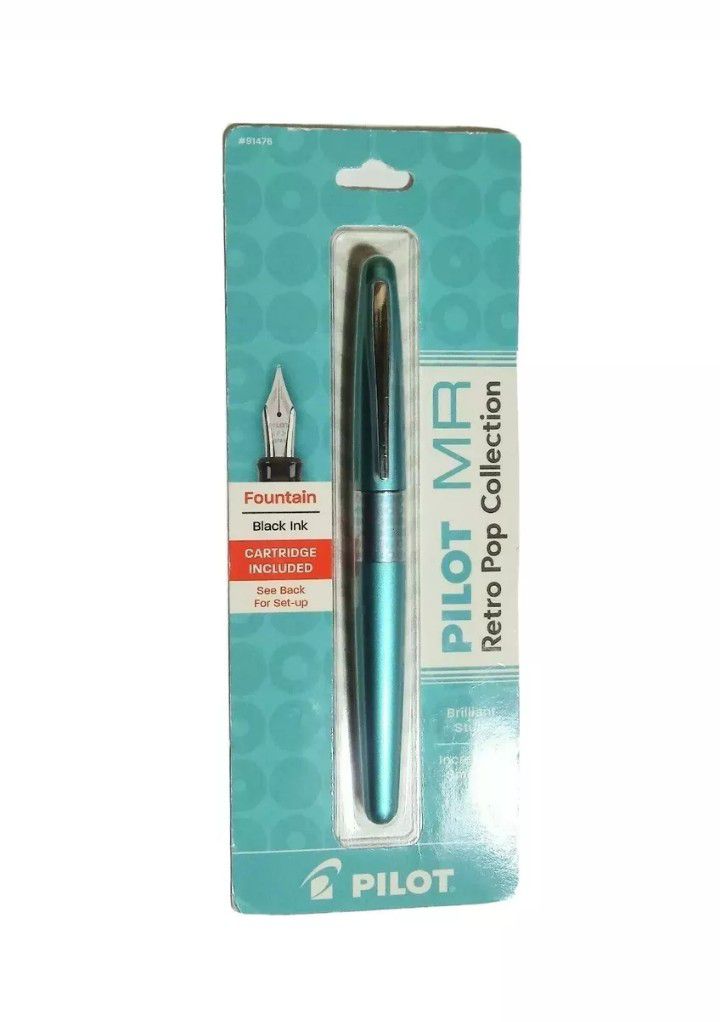 Pilot M R Retro Pop Teal Collection Fountain Black Ink Pen With Cartridge New