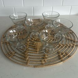 Six Clear Glass Dessert Dishes