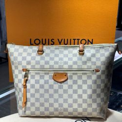 AUTH LOUIS VUITTON Iena MM Damier Azur Tote Bag Shoulder Bag Canvas N44040 W/ Box Dust Bag
